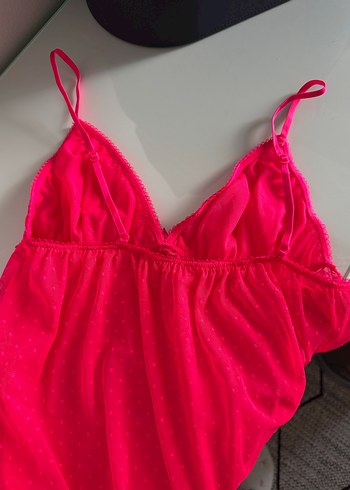 Pembe İp Askılı Kadın Gecelik - Görsel 2