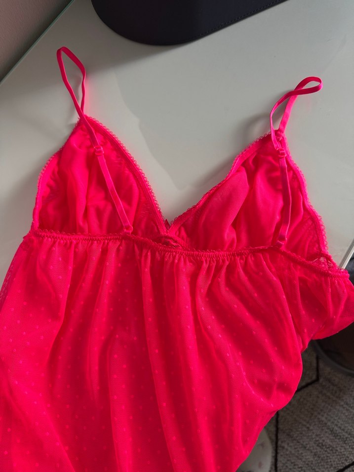 Pembe İp Askılı Kadın Gecelik - Görsel 2