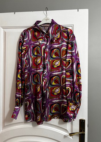 40 Beden Renkli Tie-Dye Uzun Kollu Kadın Gömlek