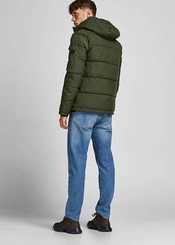 Zara Erkek Haki Kapüşonlu Normal Boy Mont