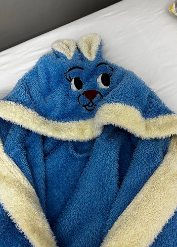 Nakışlı Mavi Erkek Çocuk Bornozu - Görsel 2