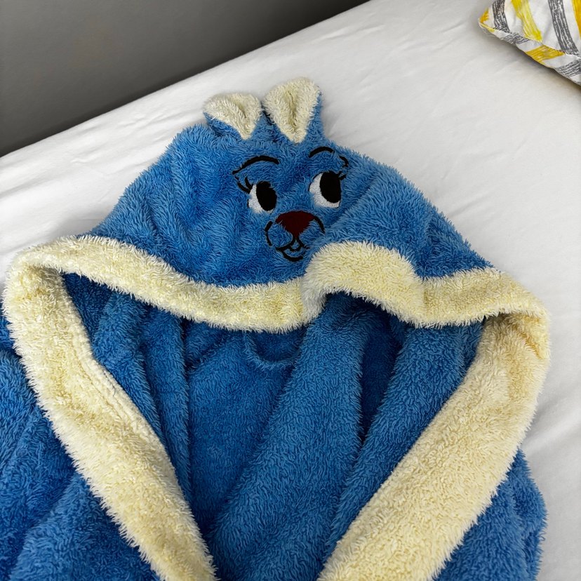 Nakışlı Mavi Erkek Çocuk Bornozu - Görsel 2