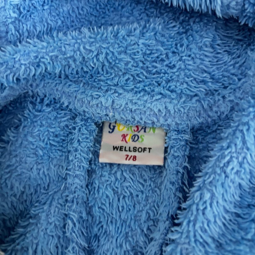 Nakışlı Mavi Erkek Çocuk Bornozu - Görsel 3