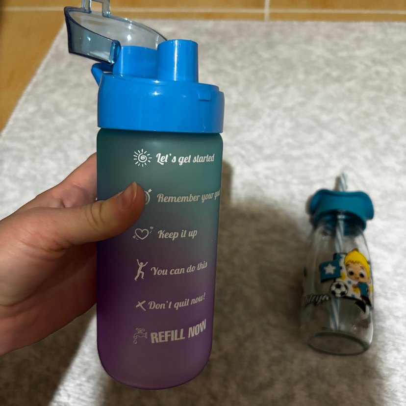 Çocuklar için Mavi Termos Şişe ve Pipetli Suluk - Görsel 2