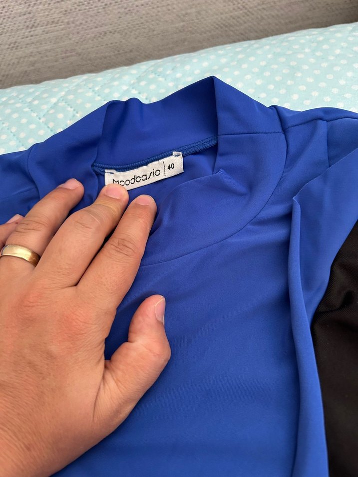 Mavi Drapeli Yüksek Yakalı haşema - Görsel 4