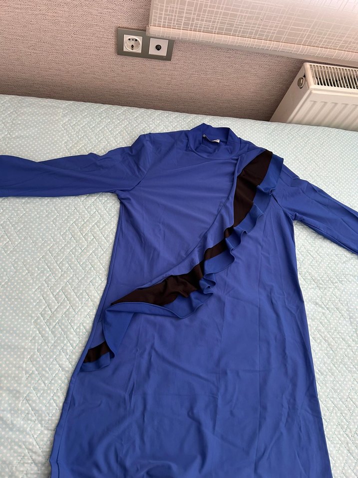 Mavi Drapeli Yüksek Yakalı haşema - Görsel 3