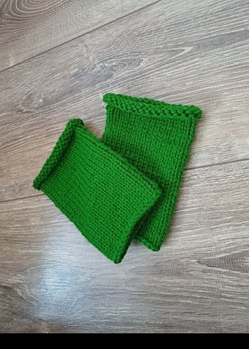 Örgü Yeşil Parmaksız Kadın Eldiveni - Görsel 2