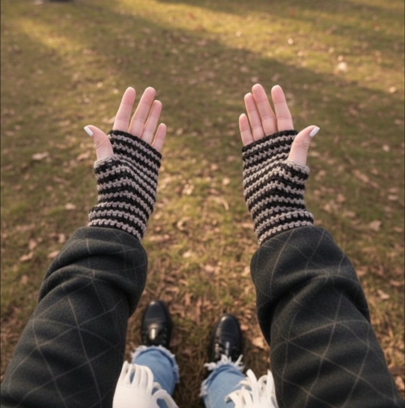 Örgü Parmaksız  Eldiveni - Görsel 2