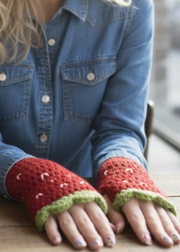 Kırmızı Örgü Bohem Kadın Eldivenleri - Görsel 2