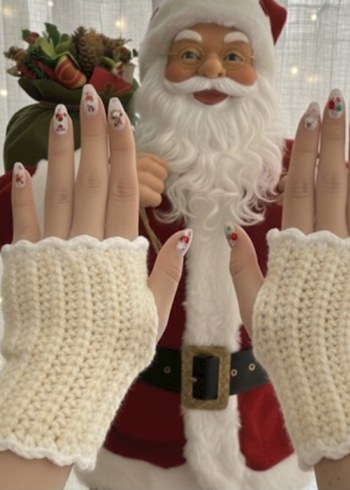 Parmakları Açık Çok Renkli Örgü Eldiven - Görsel 5