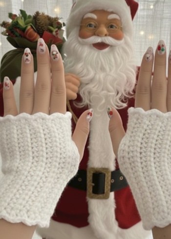 Parmakları Açık Çok Renkli Örgü Eldiven - Görsel 7