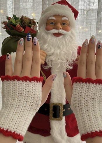 Parmakları Açık Çok Renkli Örgü Eldiven - Görsel 2