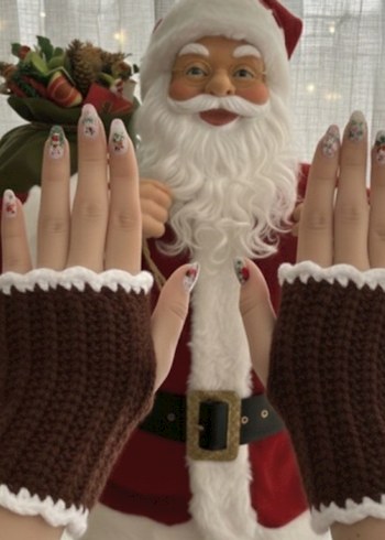 Parmakları Açık Çok Renkli Örgü Eldiven - Görsel 6