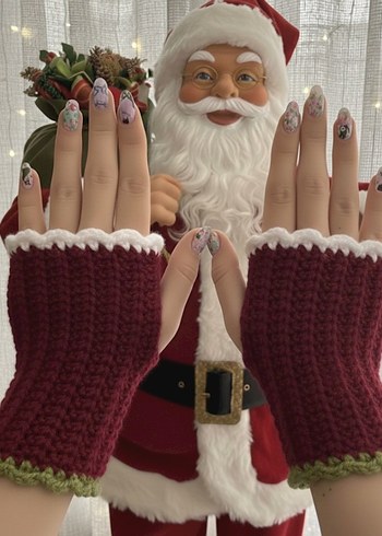 Parmakları Açık Çok Renkli Örgü Eldiven - Görsel 4