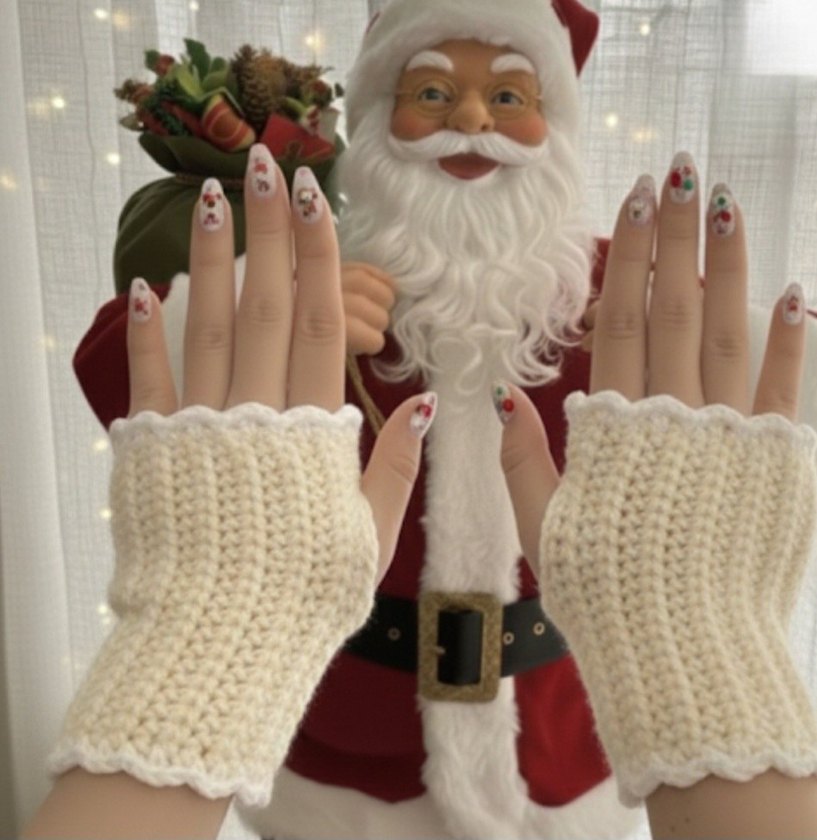 Parmakları Açık Çok Renkli Örgü Eldiven - Görsel 5