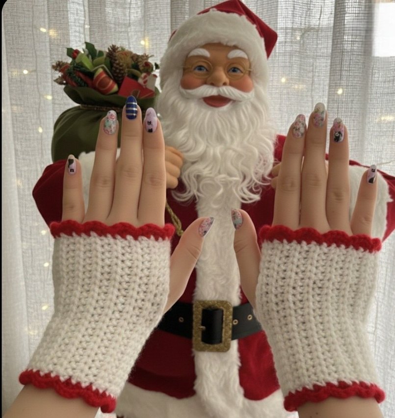 Parmakları Açık Çok Renkli Örgü Eldiven - Görsel 2