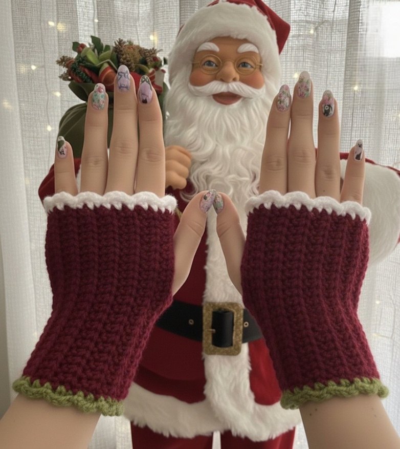 Parmakları Açık Çok Renkli Örgü Eldiven - Görsel 4