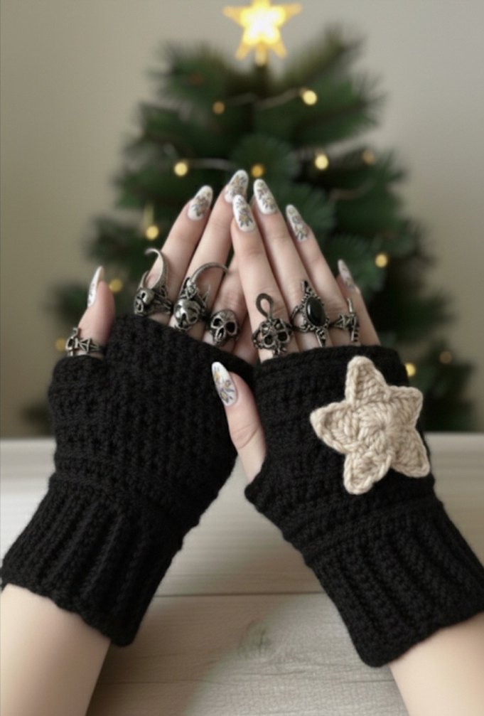 Renkli Örgü Bohem Kadın Eldivenleri - Görsel 5