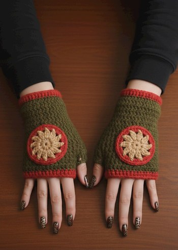 Bohem Tarz Örgü Eldiven - Görsel 3