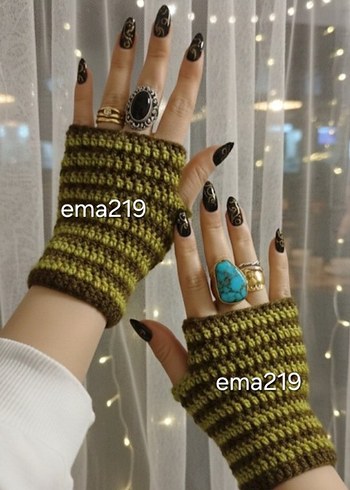 Bohem Tarz Açık Parmaklı Örgü Eldiven - Görsel 2