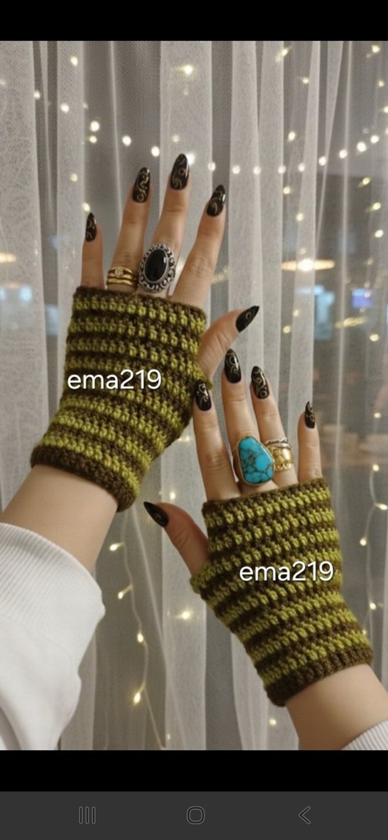 Bohem Tarz Açık Parmaklı Örgü Eldiven - Görsel 2