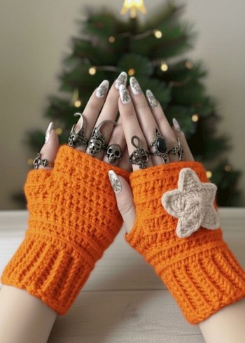 Bohem Örgü Parmaksız Eldiven - Görsel 7