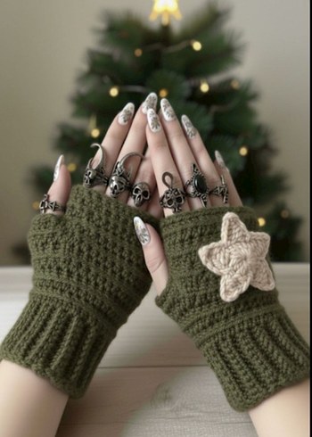 Bohem Örgü Parmaksız Eldiven - Görsel 2