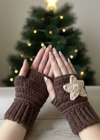 Bohem Örgü Parmaksız Eldiven - Görsel 6