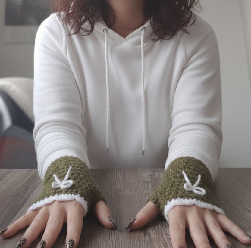 Kadın Haki Örgü Eldiven - Görsel 2