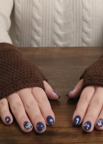 Kahverengi Örgü Bohem Kadın Eldiveni - Görsel 2