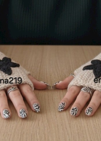 Bohem Tarzı Örgü Parmaksız Kadın Eldiveni - Görsel 2