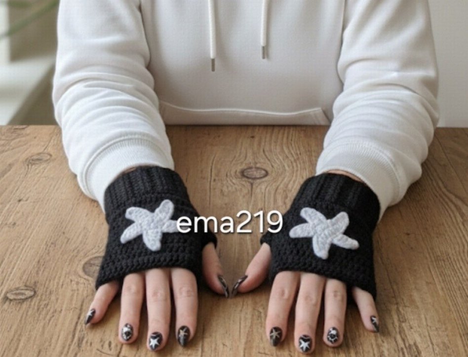 Siyah Örgü Kadın Eldivenleri - Görsel 2