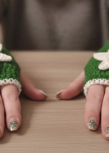 Yeşil Örgü Bohem Kadın Eldiveni - Görsel 2