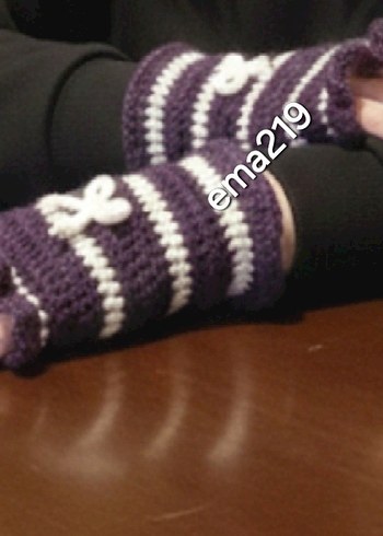 Mor Örgü Kadın Eldiveni - Görsel 2