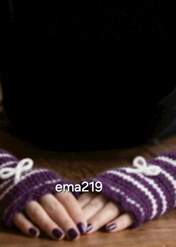 Mor Örgü Kadın Eldiveni - Görsel 3