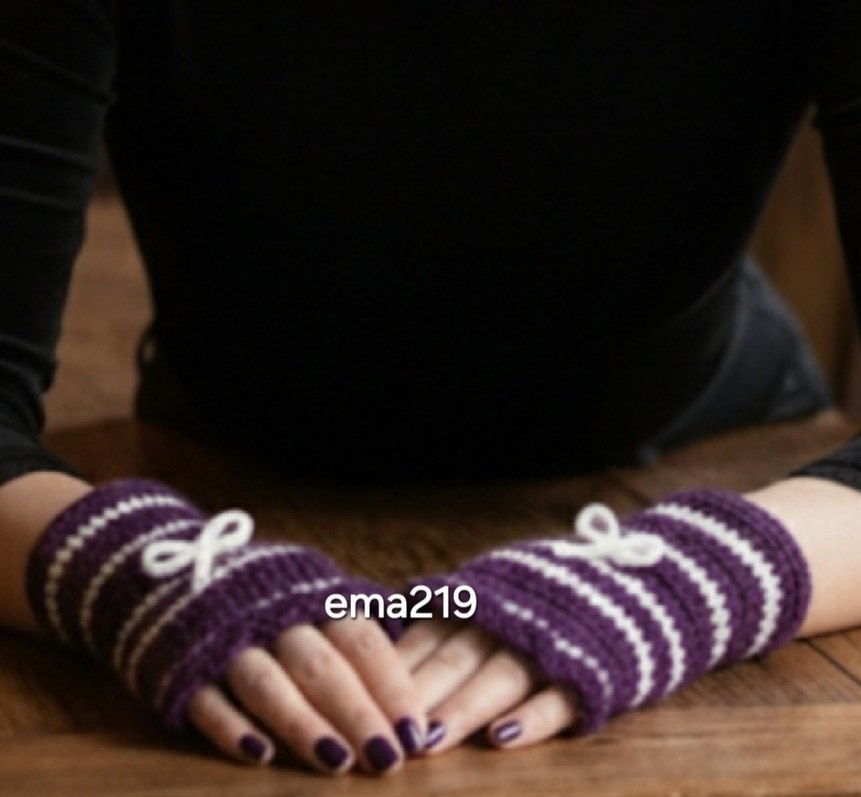 Mor Örgü Kadın Eldiveni - Görsel 3