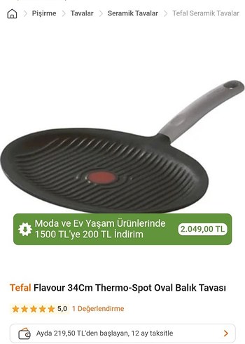 Tefal Flavour 34cm Termo-Spot Oval Balık Tavası