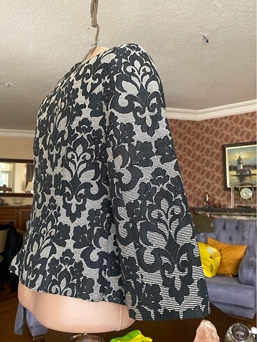 Kendinden desenli kısa ceket - Görsel 13