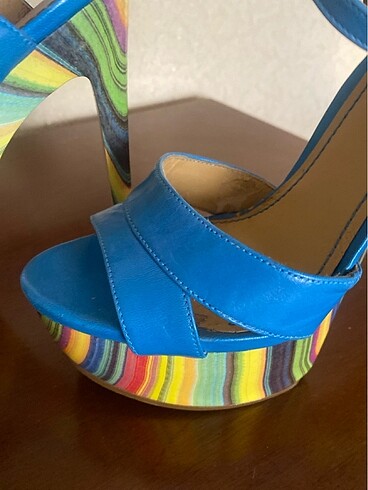 Kadın platform topuk bilekten bağcıklı ayakkabı - Görsel 5