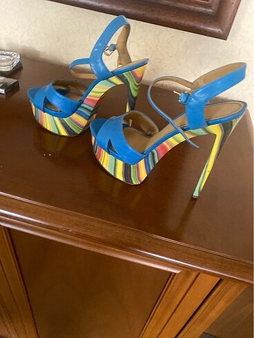 Kadın platform topuk bilekten bağcıklı ayakkabı - Görsel 6