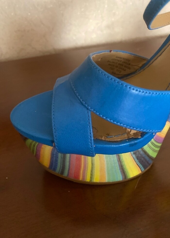 Kadın platform topuk bilekten bağcıklı ayakkabı - Görsel 4