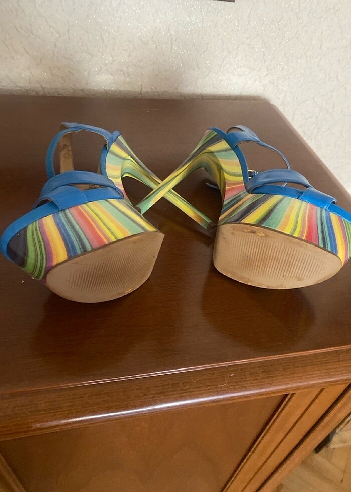 Kadın platform topuk bilekten bağcıklı ayakkabı - Görsel 2