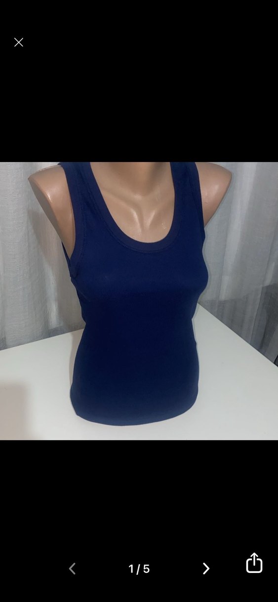 Koyu Mavi Kadın Sıfır Kol Dar Kesim Atlet - Görsel 2