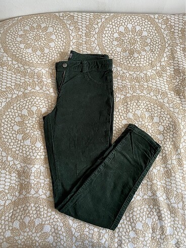 Yeşil renk kadife pantolon