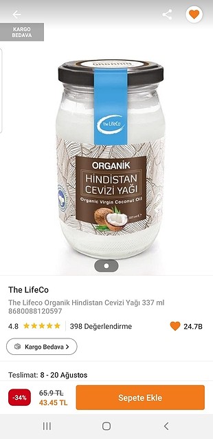organik hindistan cevizi yağı
