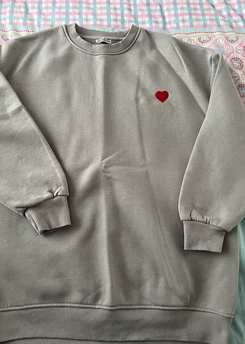 diğer Beden Gri Nakışlı Kadın Sweatshirt