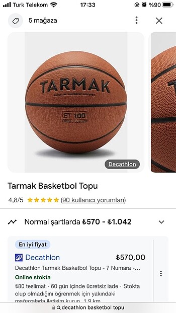 Tarmak basketbol topu