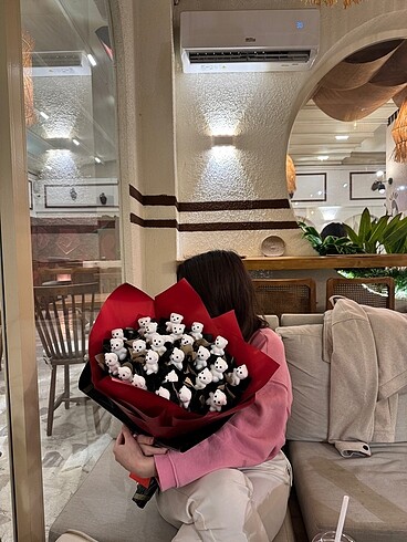Led ışıklı ayıcıklı çiçek buketi