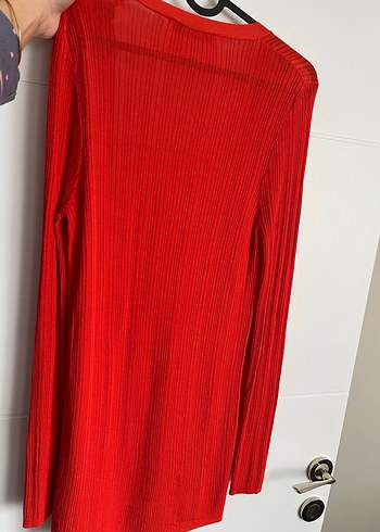 Kırmızı Kadın Midi Hırka - Görsel 4