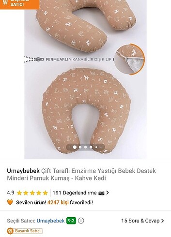 Emzirme minderi ve bebek oturma minderi